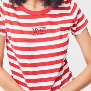 vans red and white striped tee